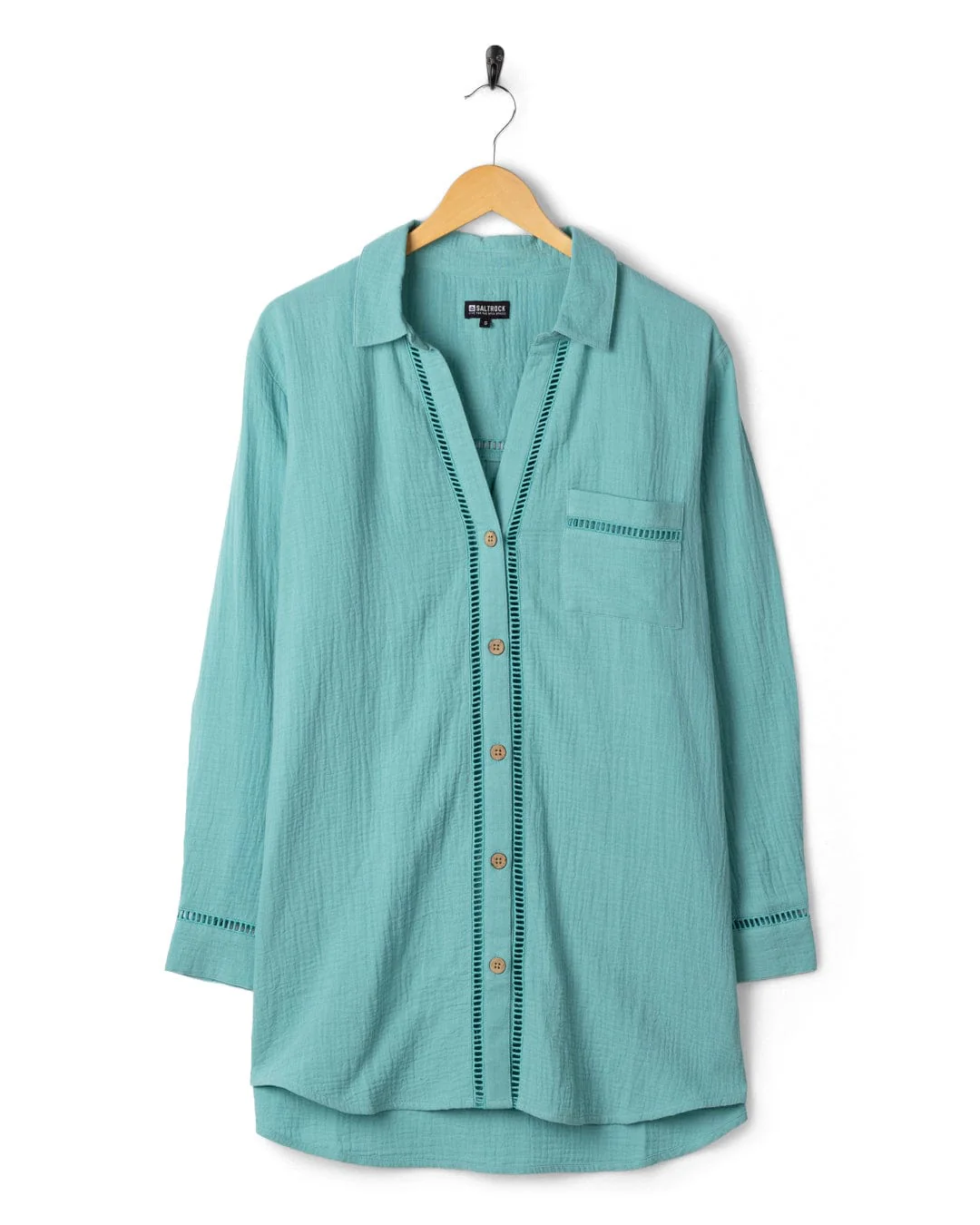 Calma - Womens Oversized Beach Shirt - Blue - Image 13
