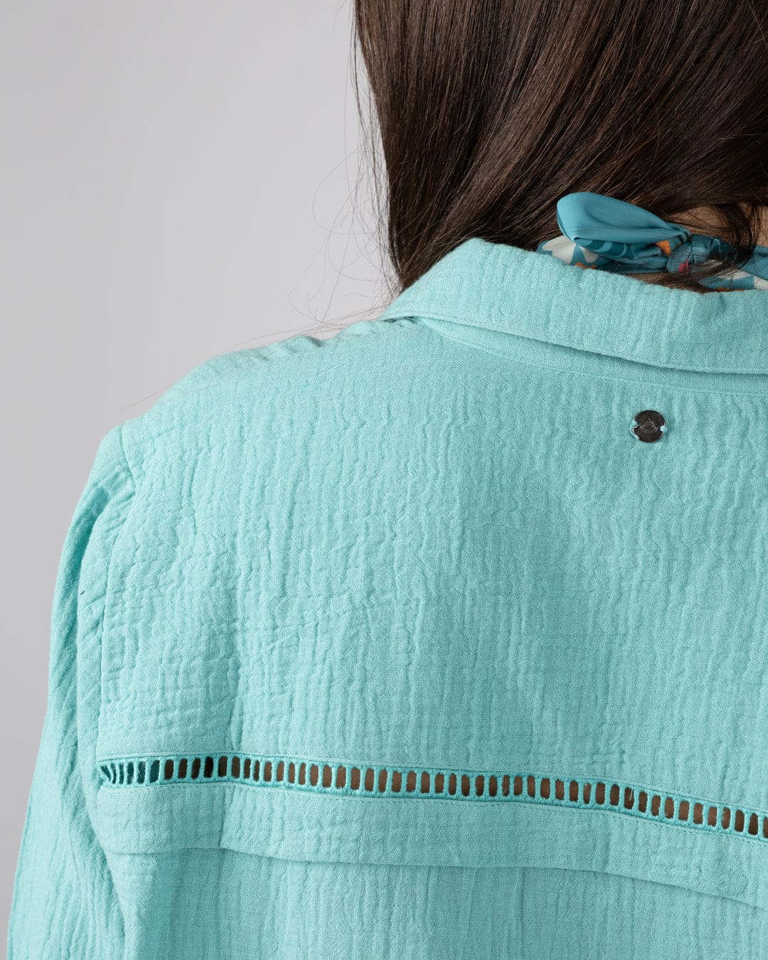 Calma - Womens Oversized Beach Shirt - Blue - Image 5