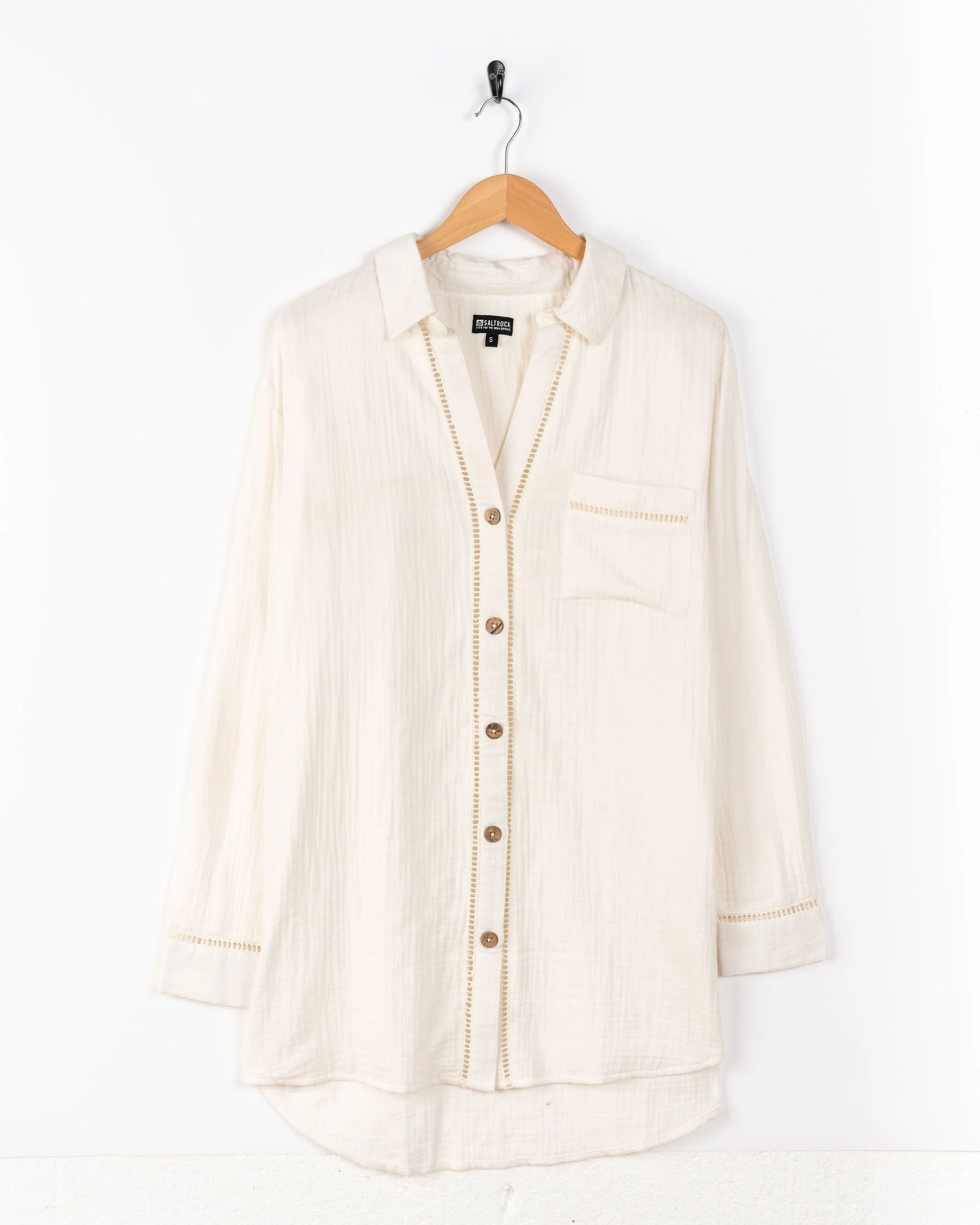 Calma - Womens Oversized Beach Shirt - Cream - Image 5