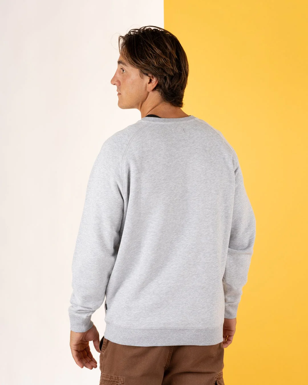 Camo Leaf Flame - Mens Sweat Shirt - Grey - Image 3
