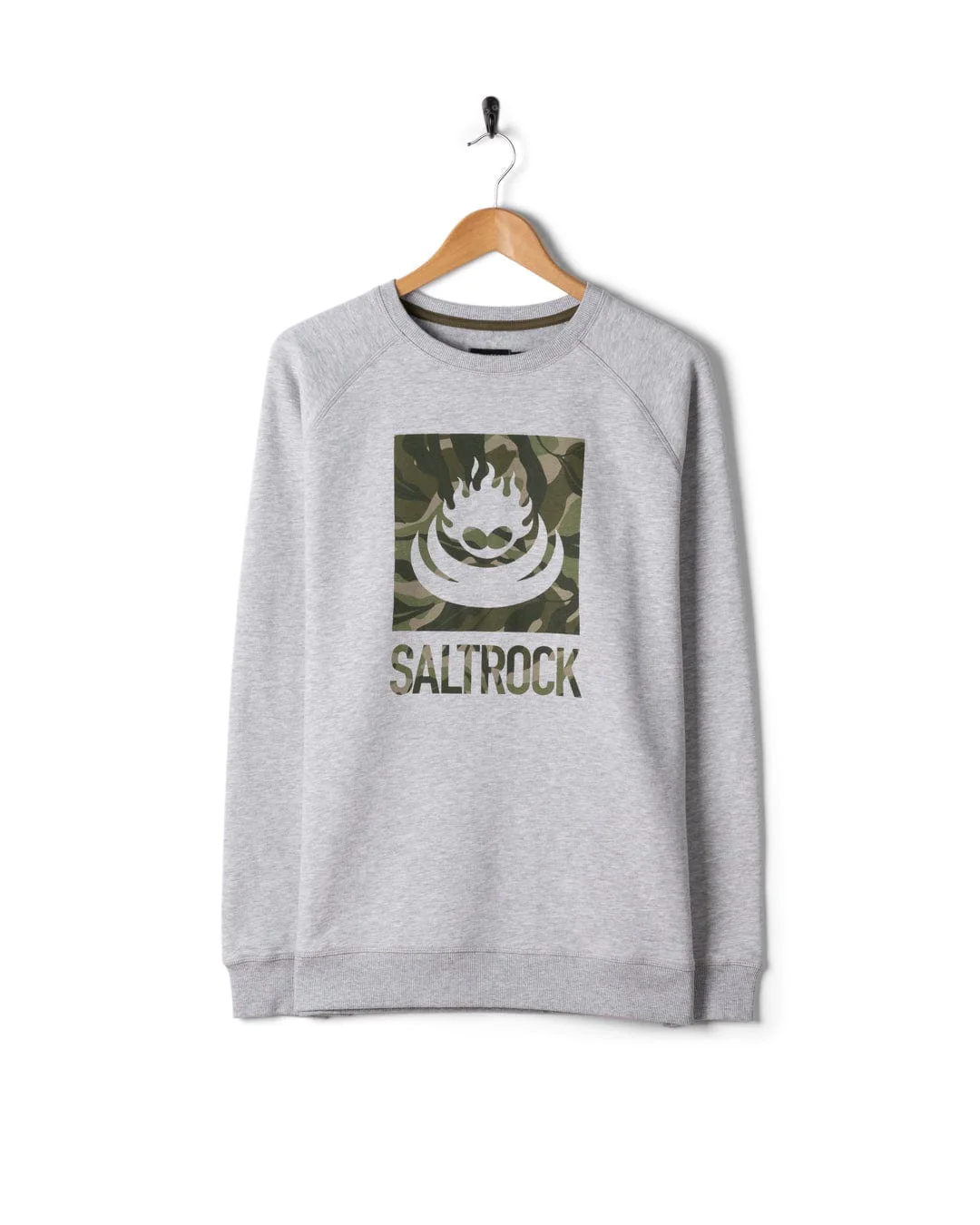 Camo Leaf Flame - Mens Sweat Shirt - Grey - Image 5