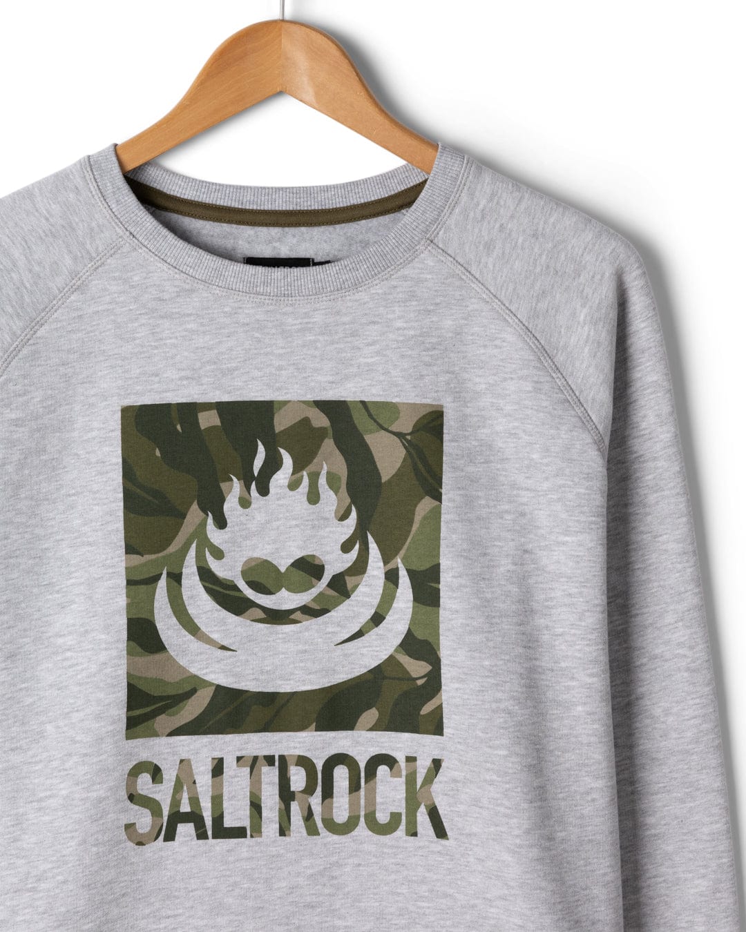 Camo Leaf Flame - Mens Sweat Shirt - Grey - Image 6