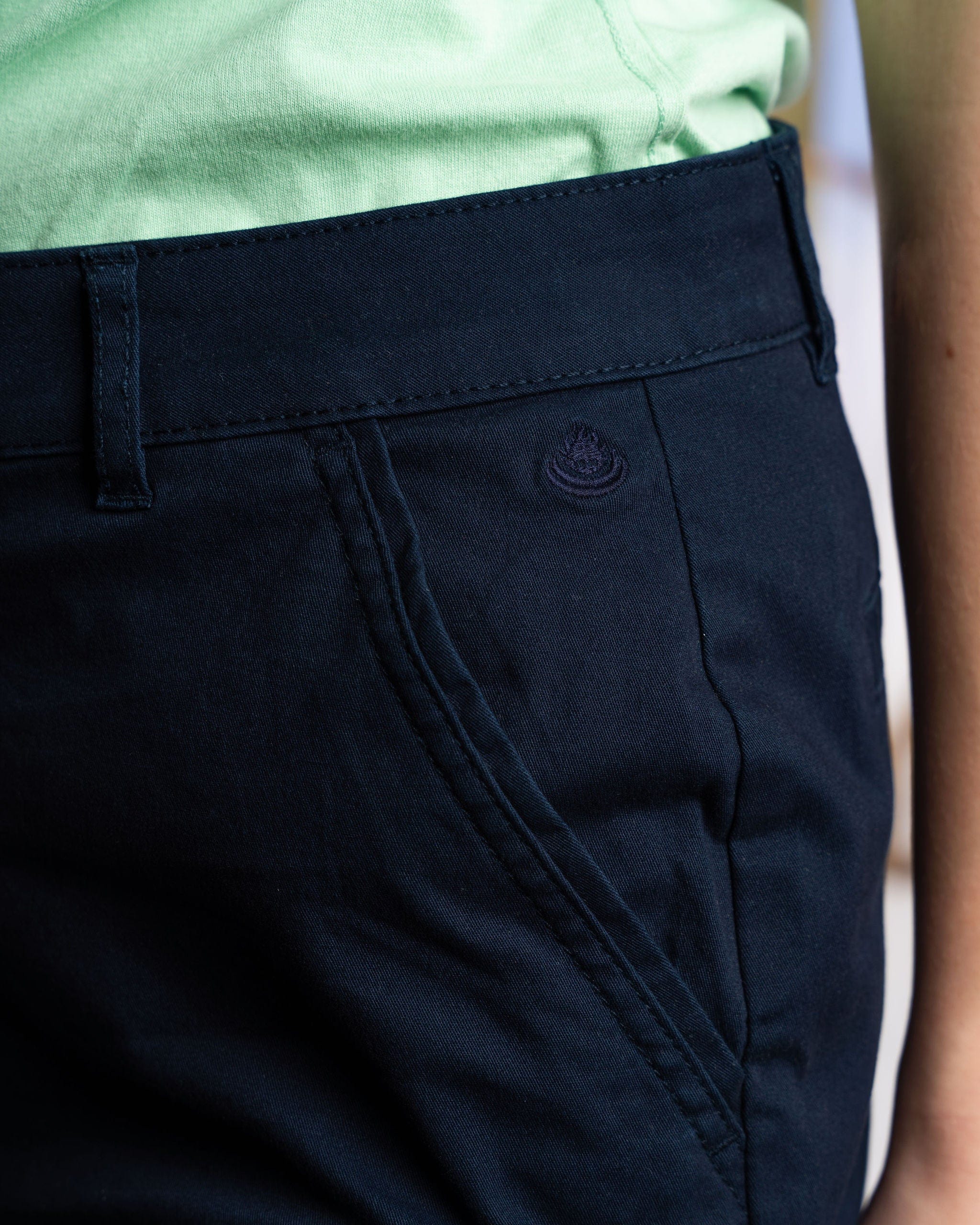 Cara - Womens Mid Rise Chino Shorts - Blue - Image 6