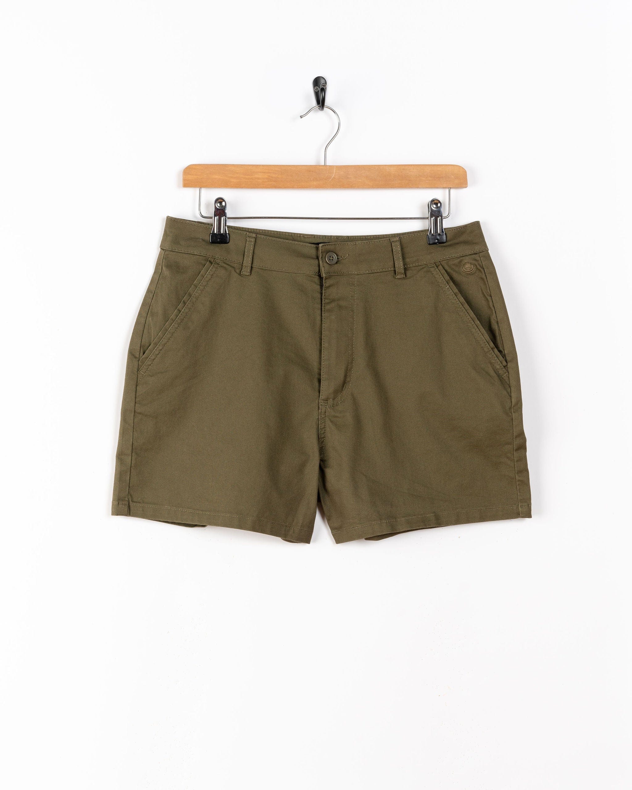 Cara - Womens Mid Rise Chino Shorts - Green - Image 3