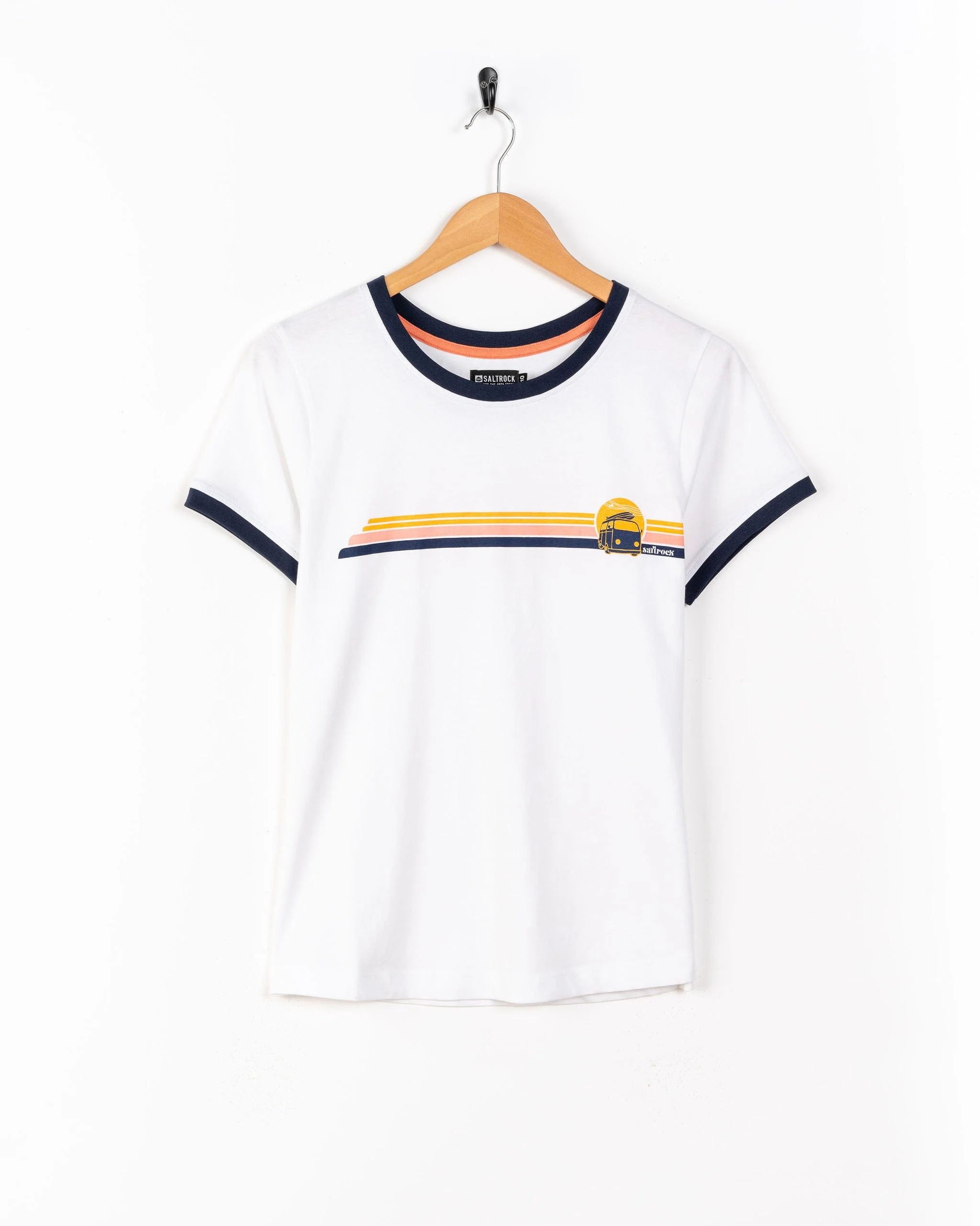 Celeste Stripe - Womens Short Sleeve Stripe T-Shirt - White - Image 3