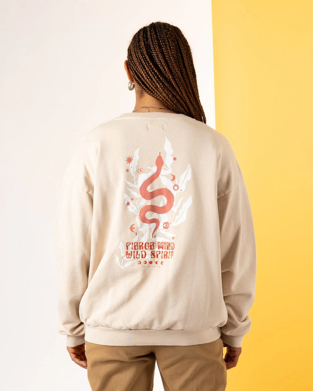 Charmer - Womens Oversized Sweat Shirt - Light Brown - Image 5