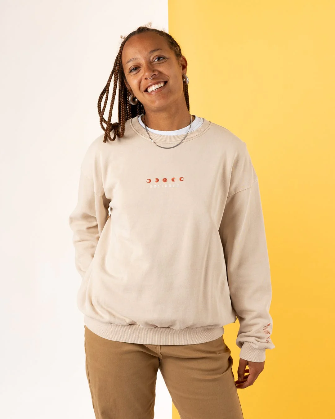 Charmer - Womens Oversized Sweat Shirt - Light Brown - Image 6