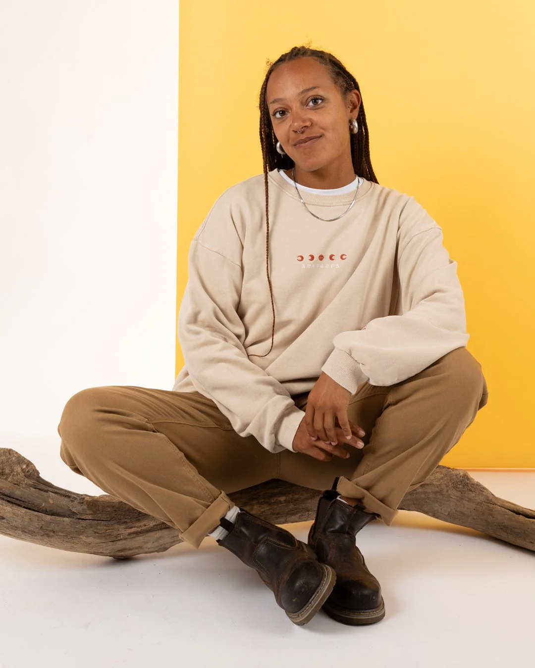 Charmer - Womens Oversized Sweat Shirt - Light Brown - Image 9