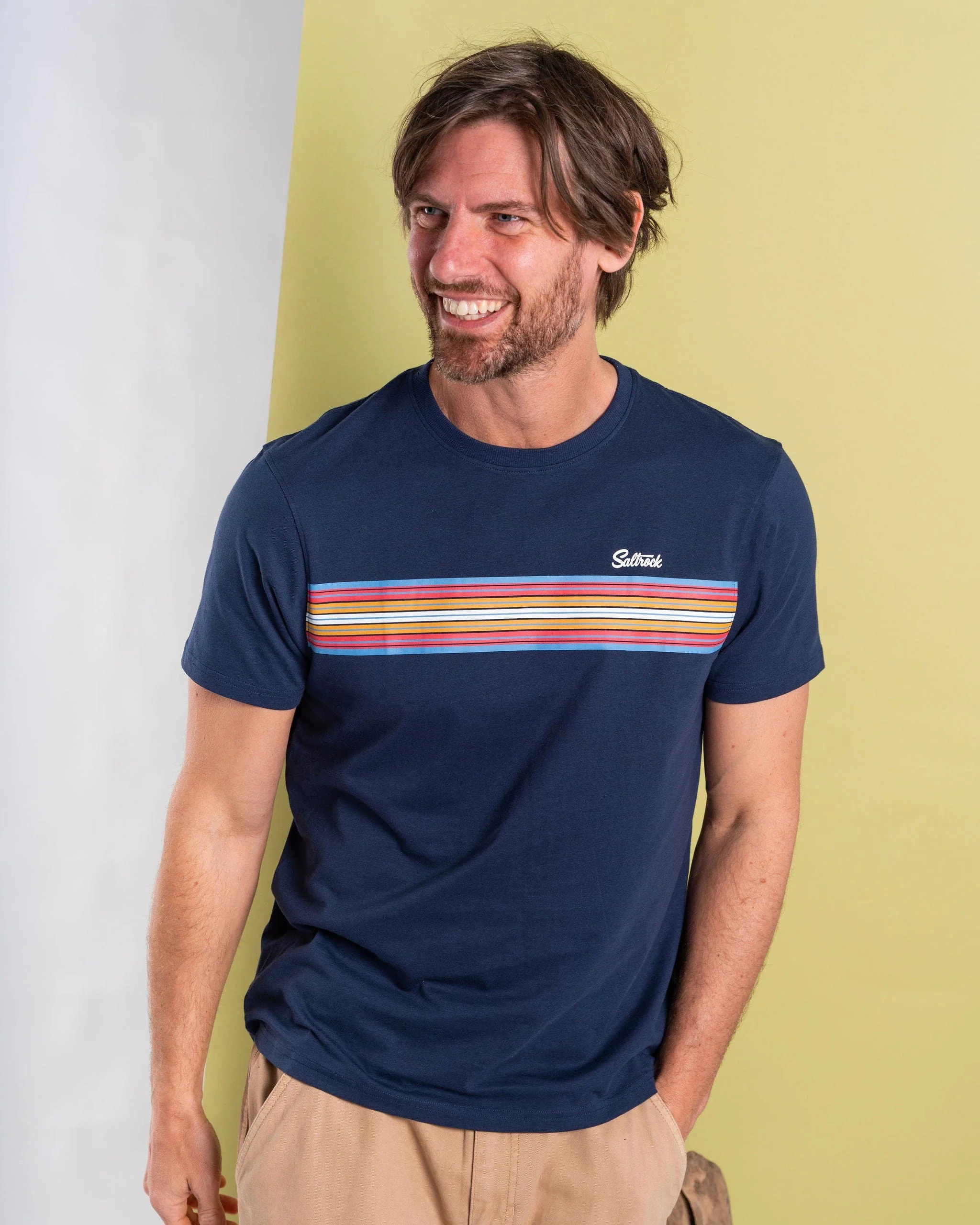 Classic Stripe - Mens Short Sleeve T-Shirt - Blue - Image 2