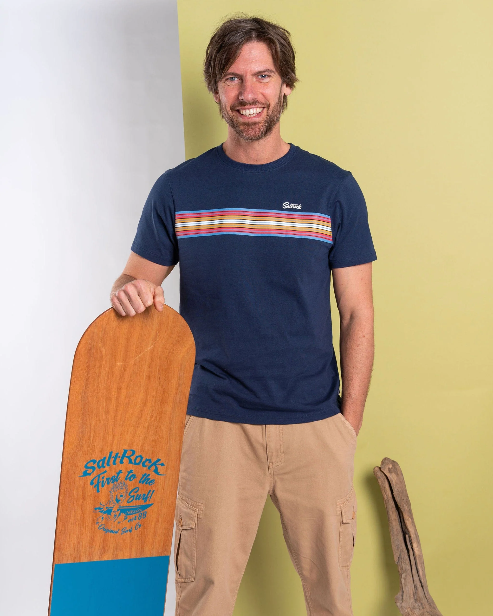 Classic Stripe - Mens Short Sleeve T-Shirt - Blue - Image 6