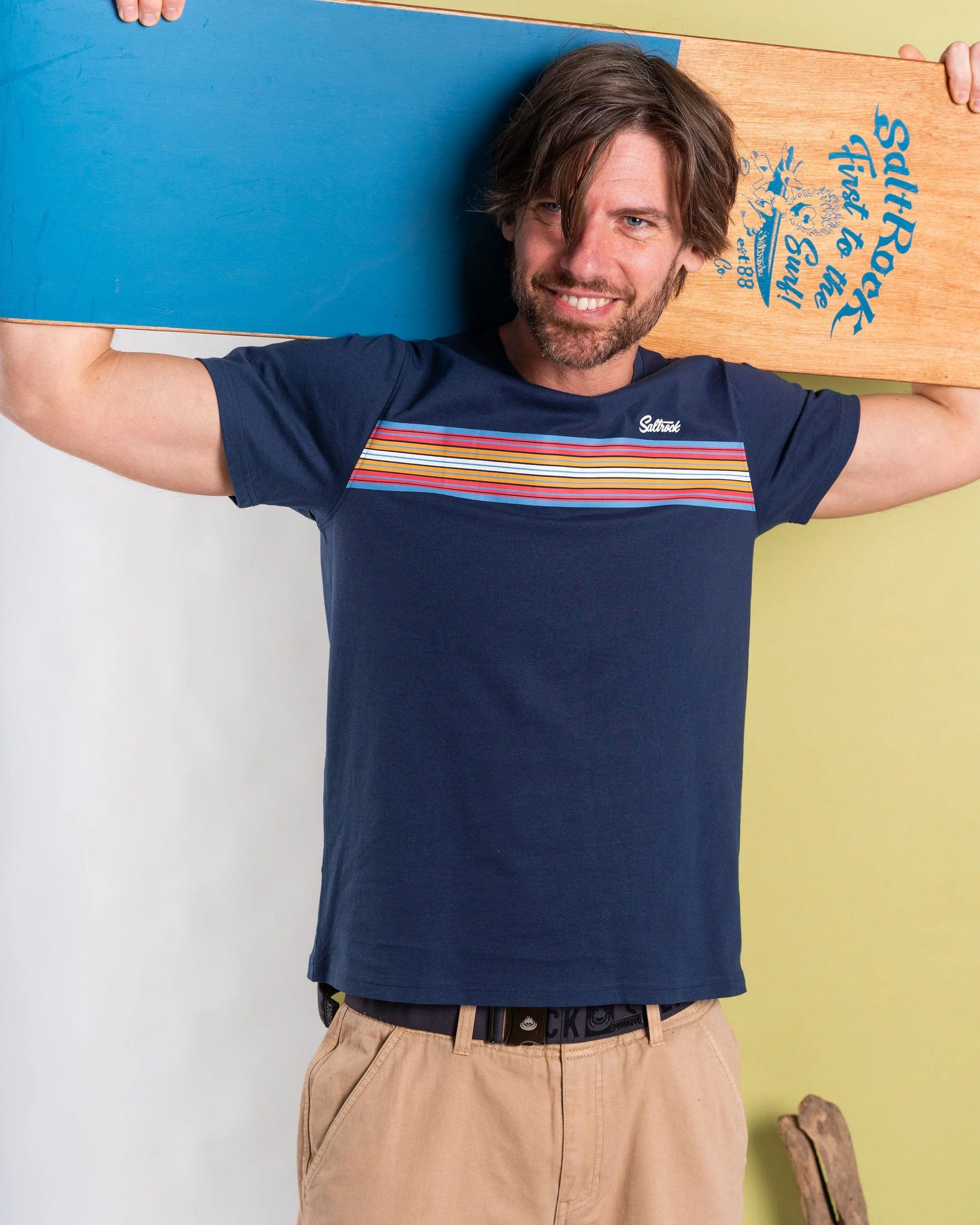 Classic Stripe - Mens Short Sleeve T-Shirt - Blue - Image 7