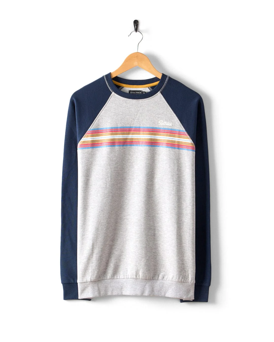 Classic Stripe - Mens Raglan Sweat - Blue/Grey - Image 2