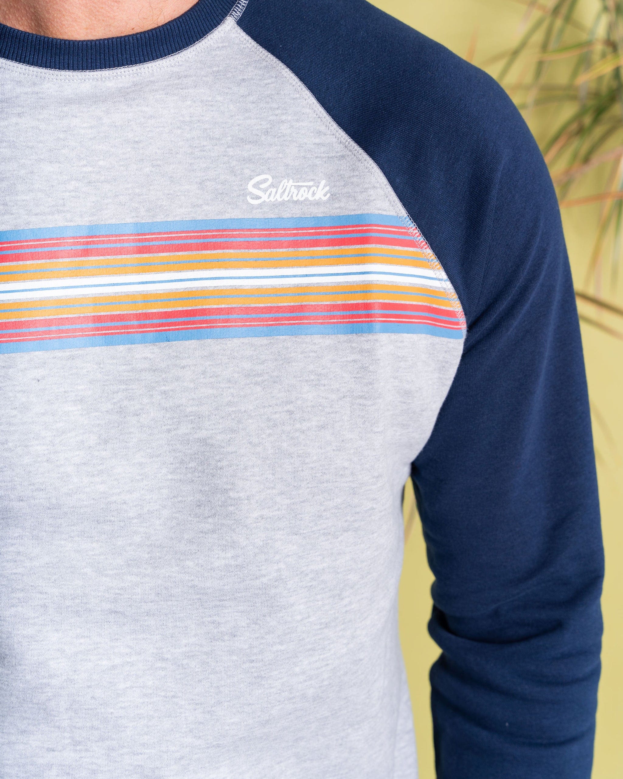 Classic Stripe - Mens Raglan Sweat - Blue/Grey - Image 3