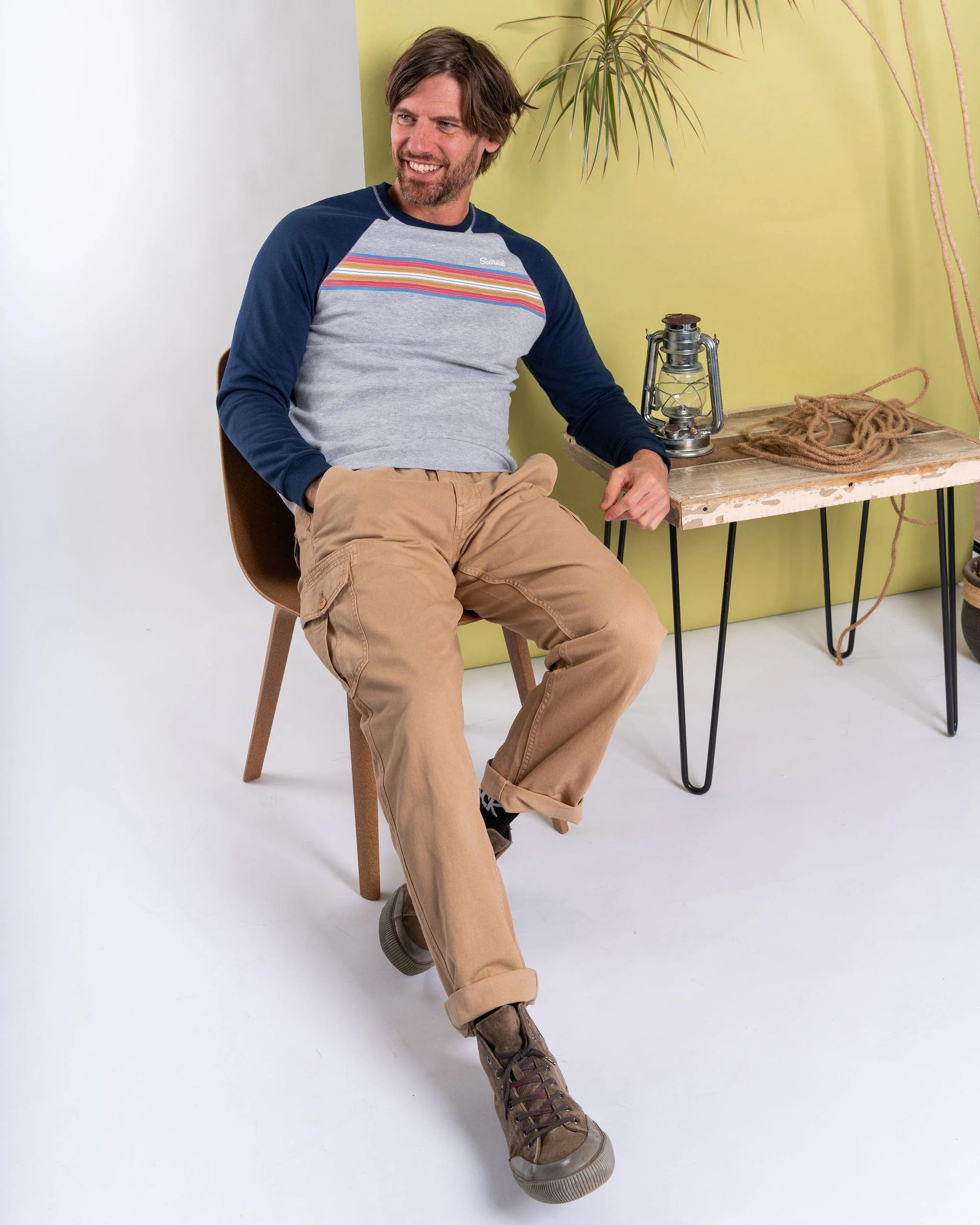 Classic Stripe - Mens Raglan Sweat - Blue/Grey - Image 6