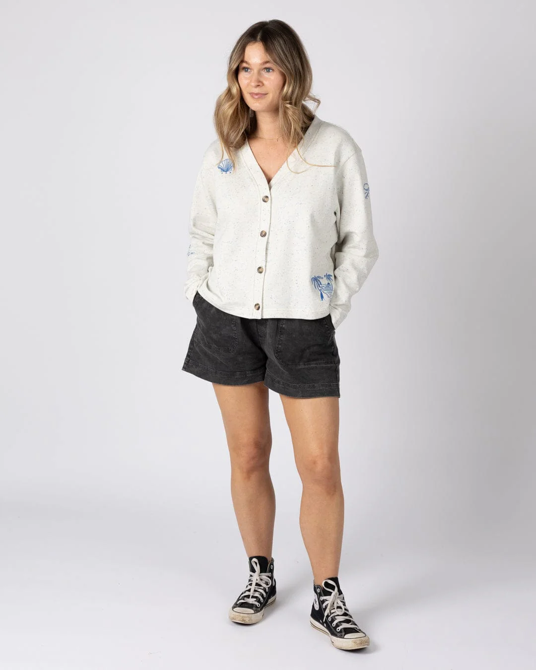 Clemmie - Womens Sweat Cardigan - Cream - Image 5