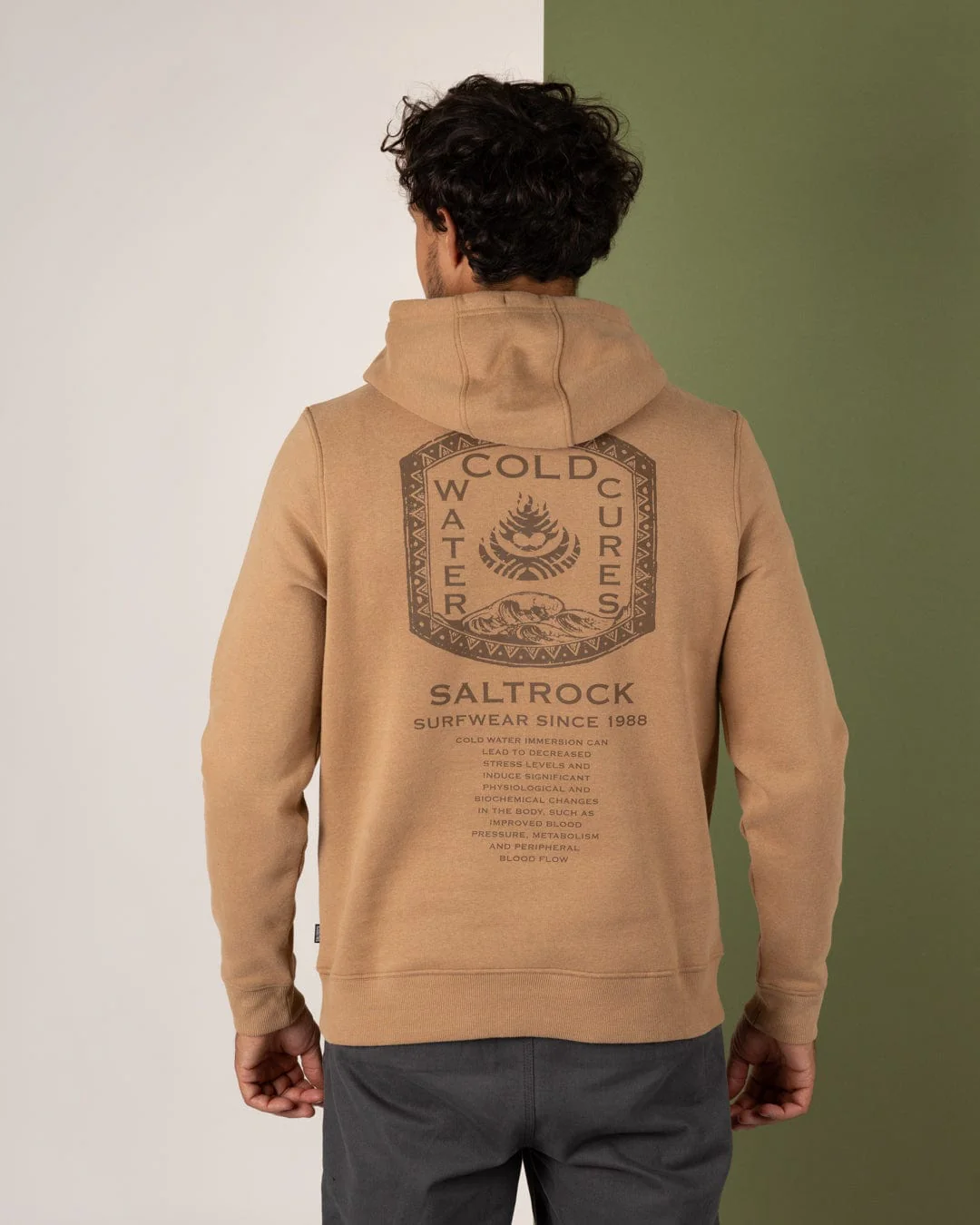 Cold Water Cures - Mens Pop Hoodie - Brown - Image 2