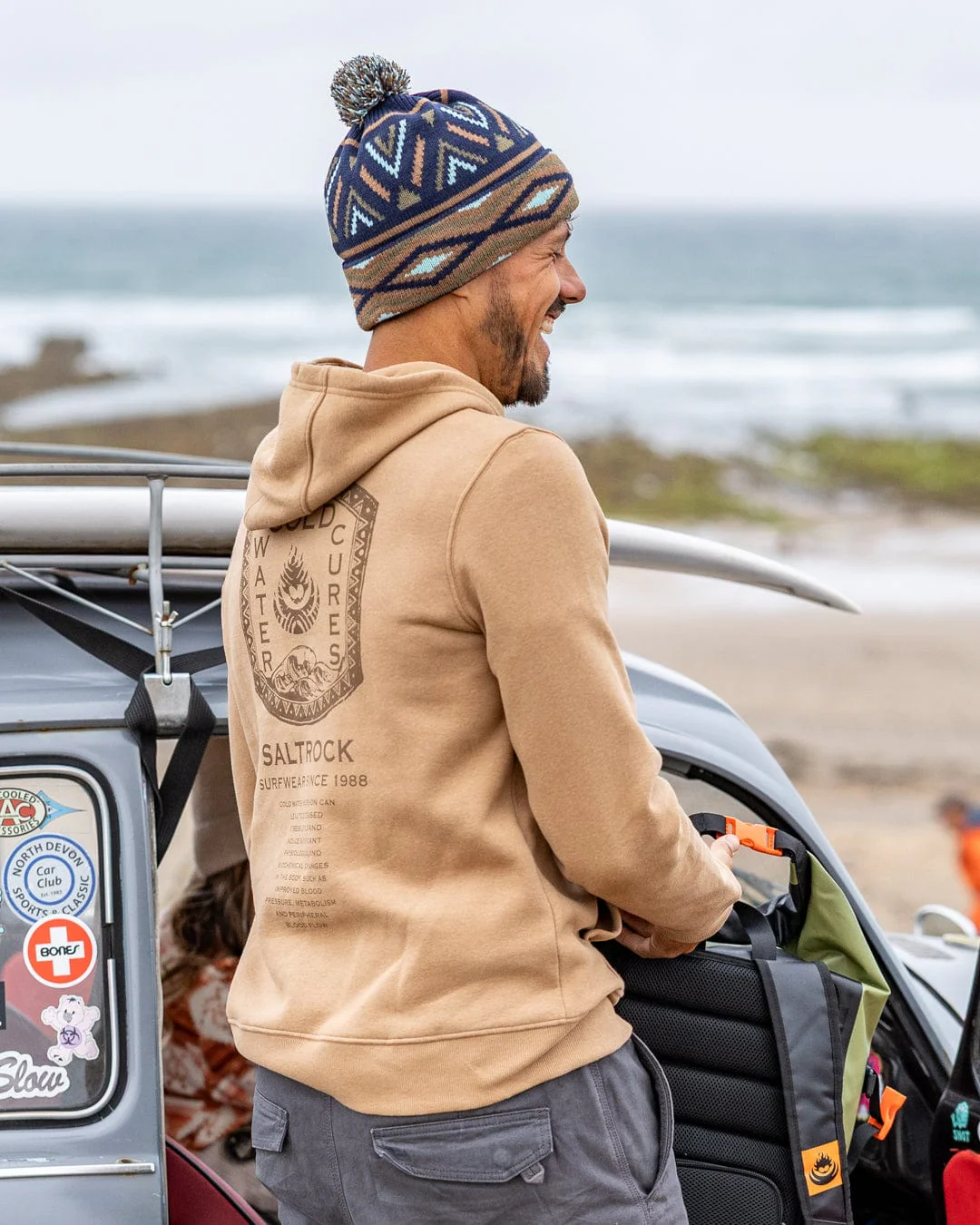 Cold Water Cures - Mens Pop Hoodie - Brown - Image 3