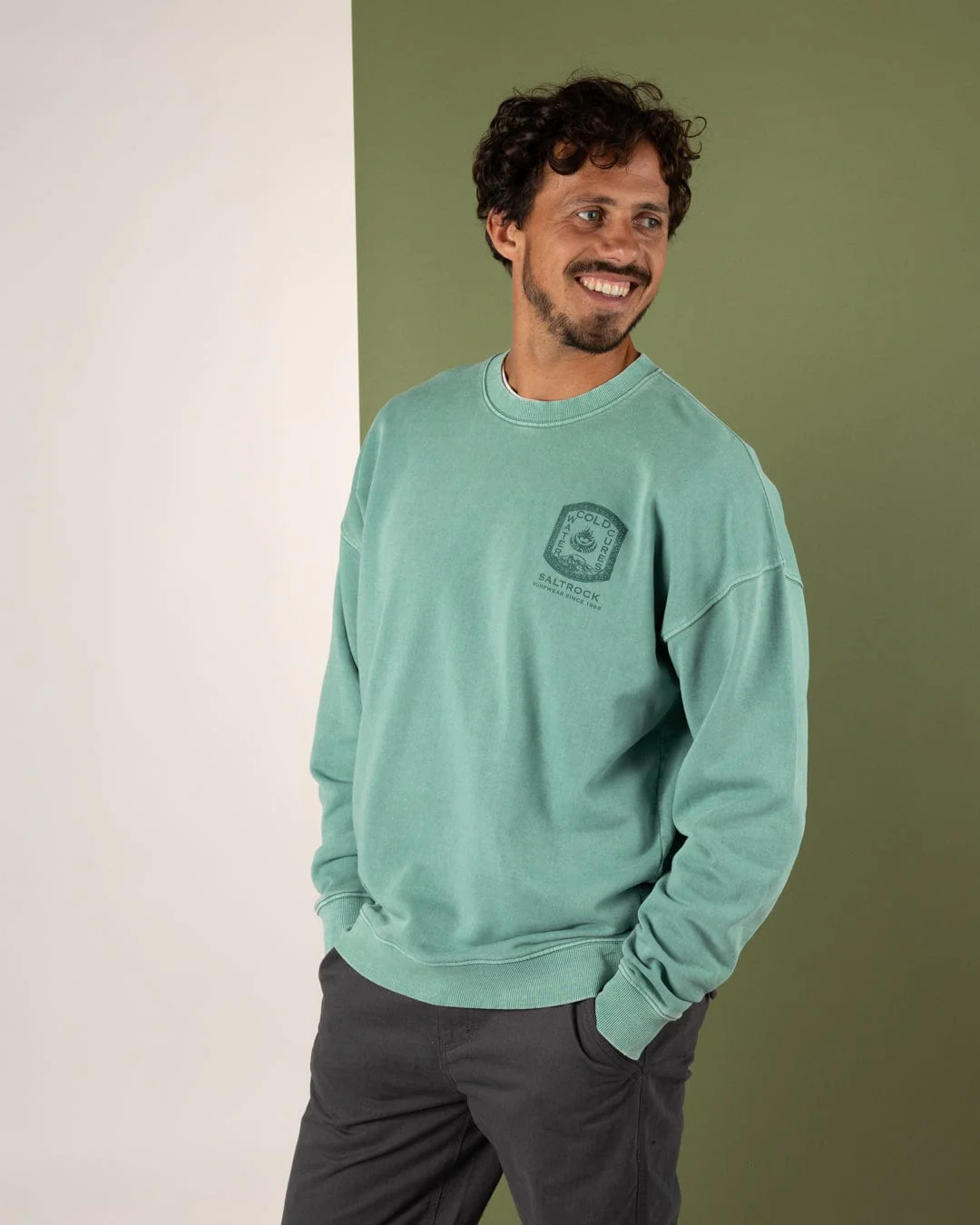 Cold Water Cures - Mens Oversized Sweatshirt - Green - Image 4