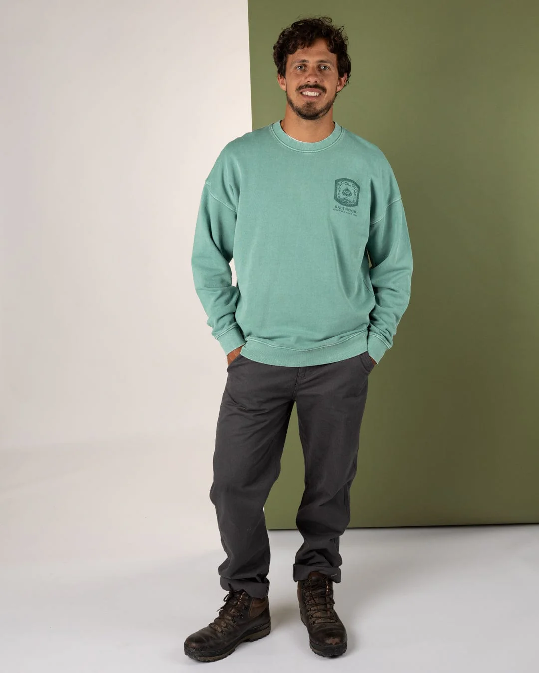 Cold Water Cures - Mens Oversized Sweatshirt - Green - Image 7