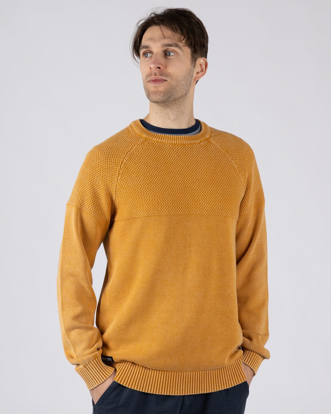 Coombe - Mens Knitted Jumper - Yellow - Image 2