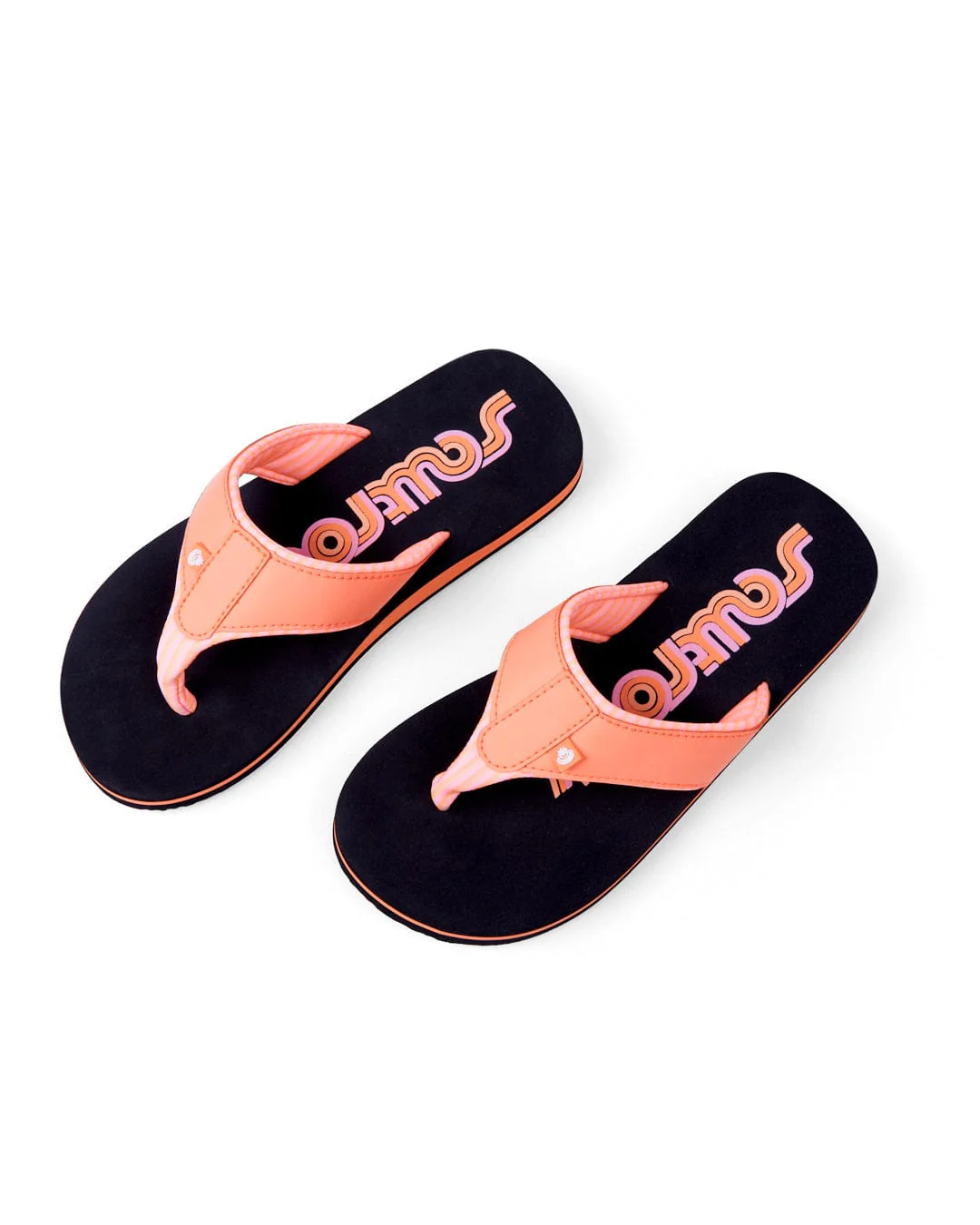 Cora Retro - Womens Flip Flops - Black/Peach - Image 3