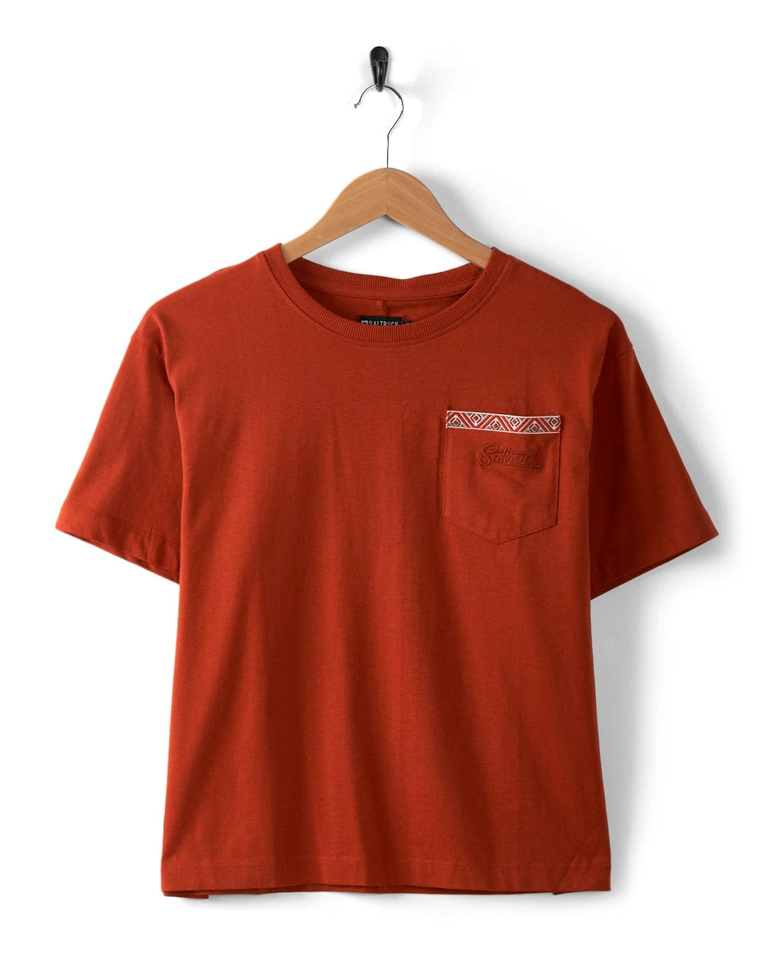 Cora - Womens Embroidered Cropped T-Shirt - Red - Image 3