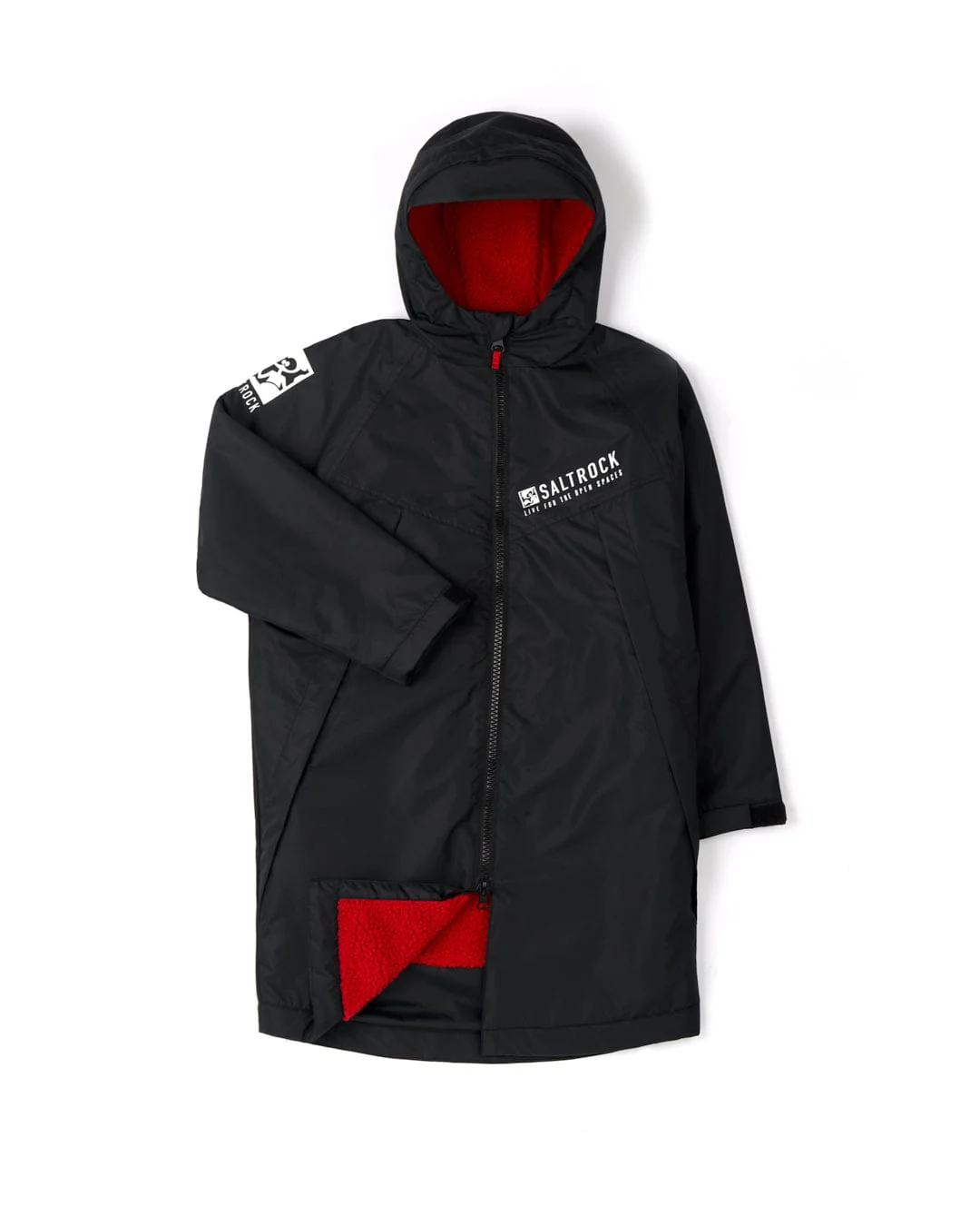 Recycled Kids Changing Robe - Black/Red - Image 3