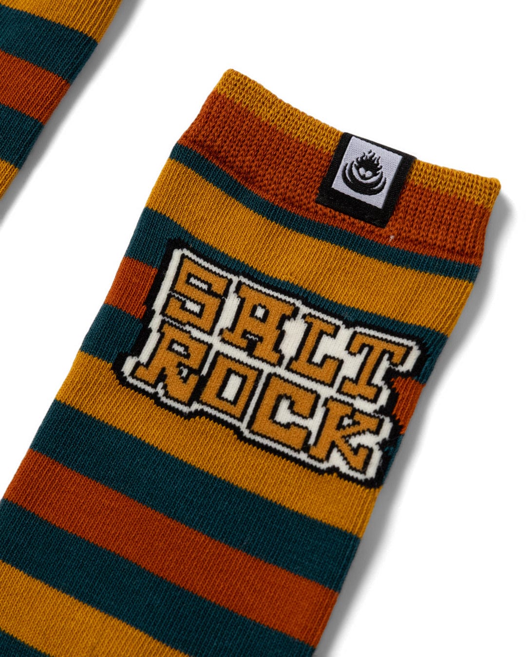 Creek - Kids Socks - Teal/Yellow Stripe - Image 4