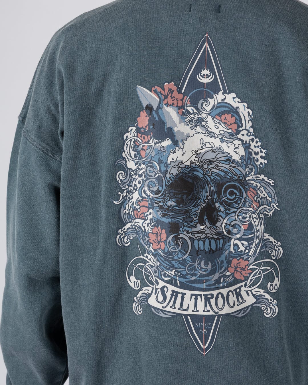 Dark Water -Mens Oversized Sweatshirt Top - Blue - Image 3