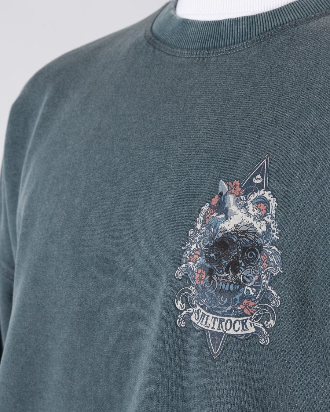 Dark Water -Mens Oversized Sweatshirt Top - Blue - Image 4