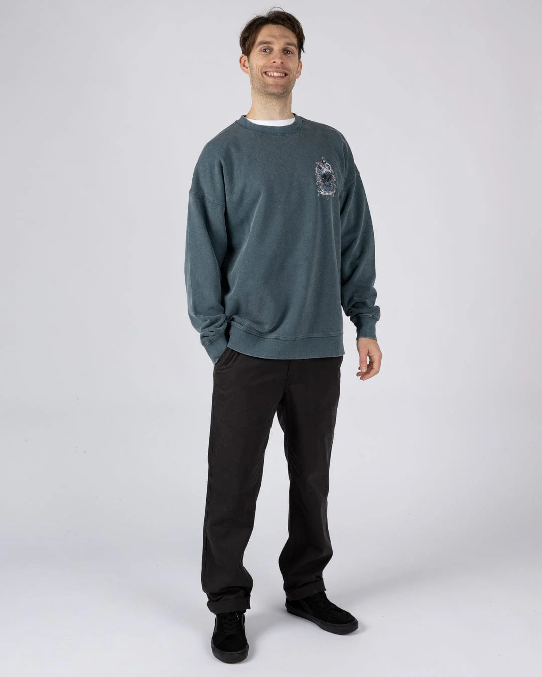 Dark Water -Mens Oversized Sweatshirt Top - Blue - Image 5