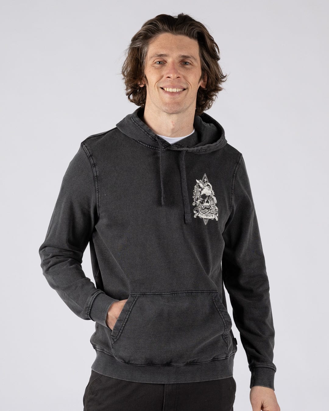 Dark Waters - Mens Pop Hoodie - Dark Grey - Image 2