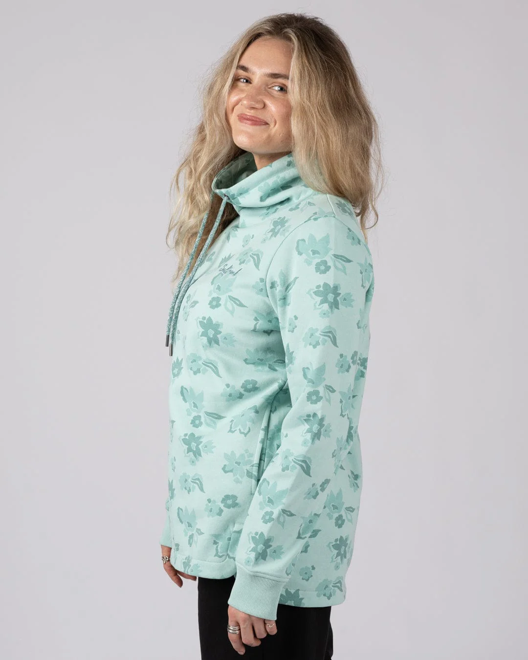 Daze  - Womens Funnel Neck Sweatshirt - Light Blue - Image 2