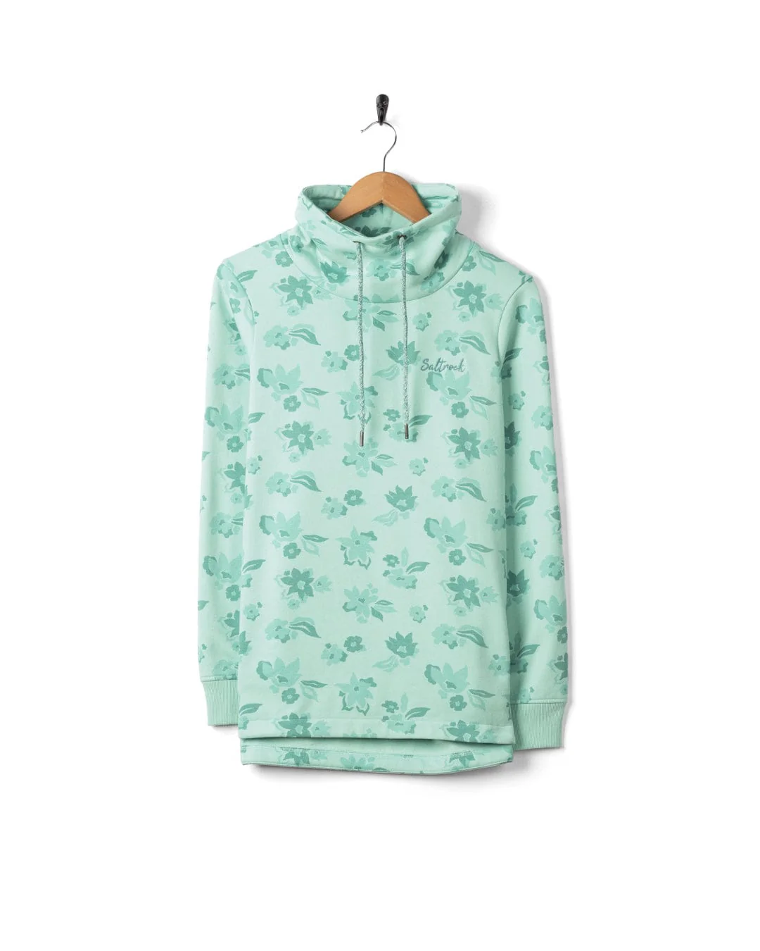 Daze  - Womens Funnel Neck Sweatshirt - Light Blue - Image 5