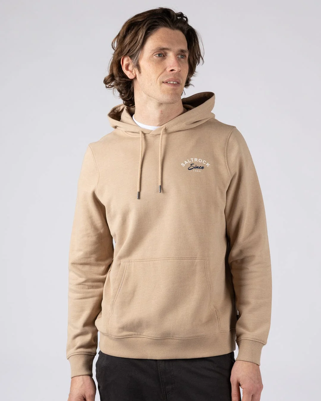 Deep Sea Flame Cornwall - Mens Pop Hoodie - Beige - Image 3