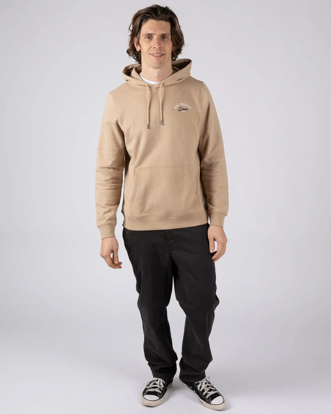 Deep Sea Flame Cornwall - Mens Pop Hoodie - Beige - Image 5