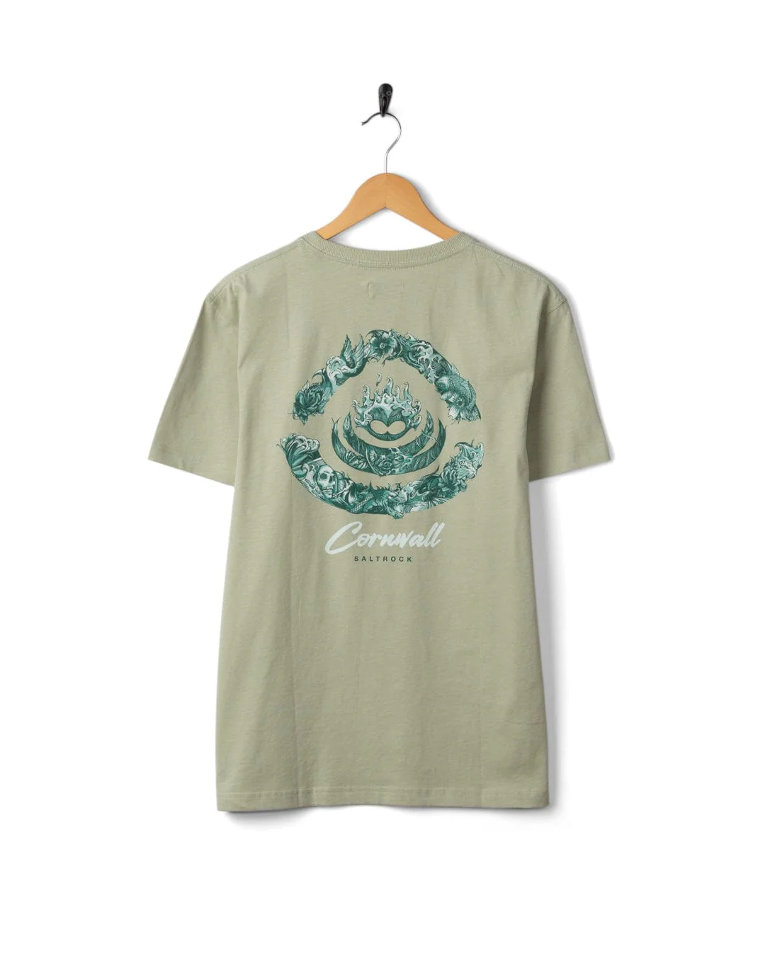 Deep Sea Flame Cornwall - Mens Short Sleeve T-Shirt - Light Green - Image 6