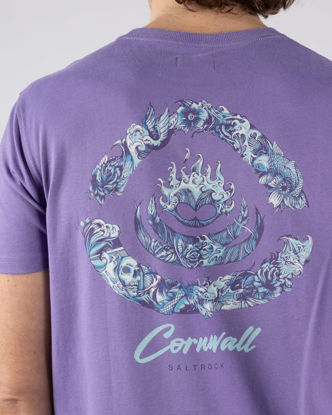 Deep Sea Flame Cornwall - Mens Short Sleeve T-shirt - Purple - Image 3