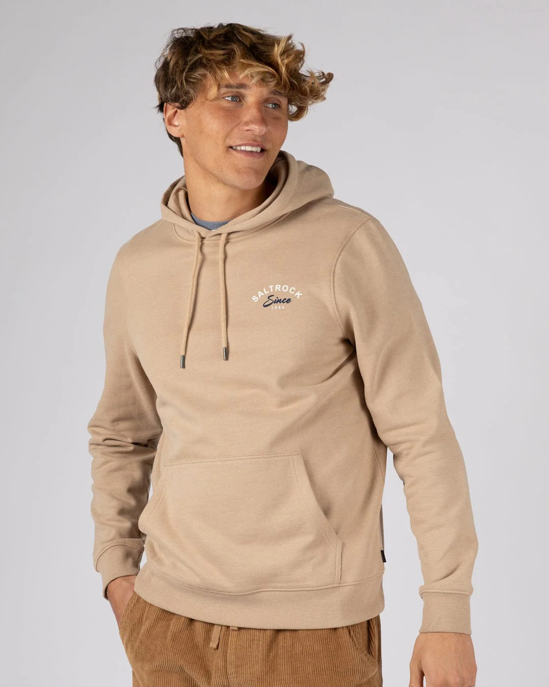 Deep Sea Flame Devon - Mens Pop Hoodie - Beige - Image 3