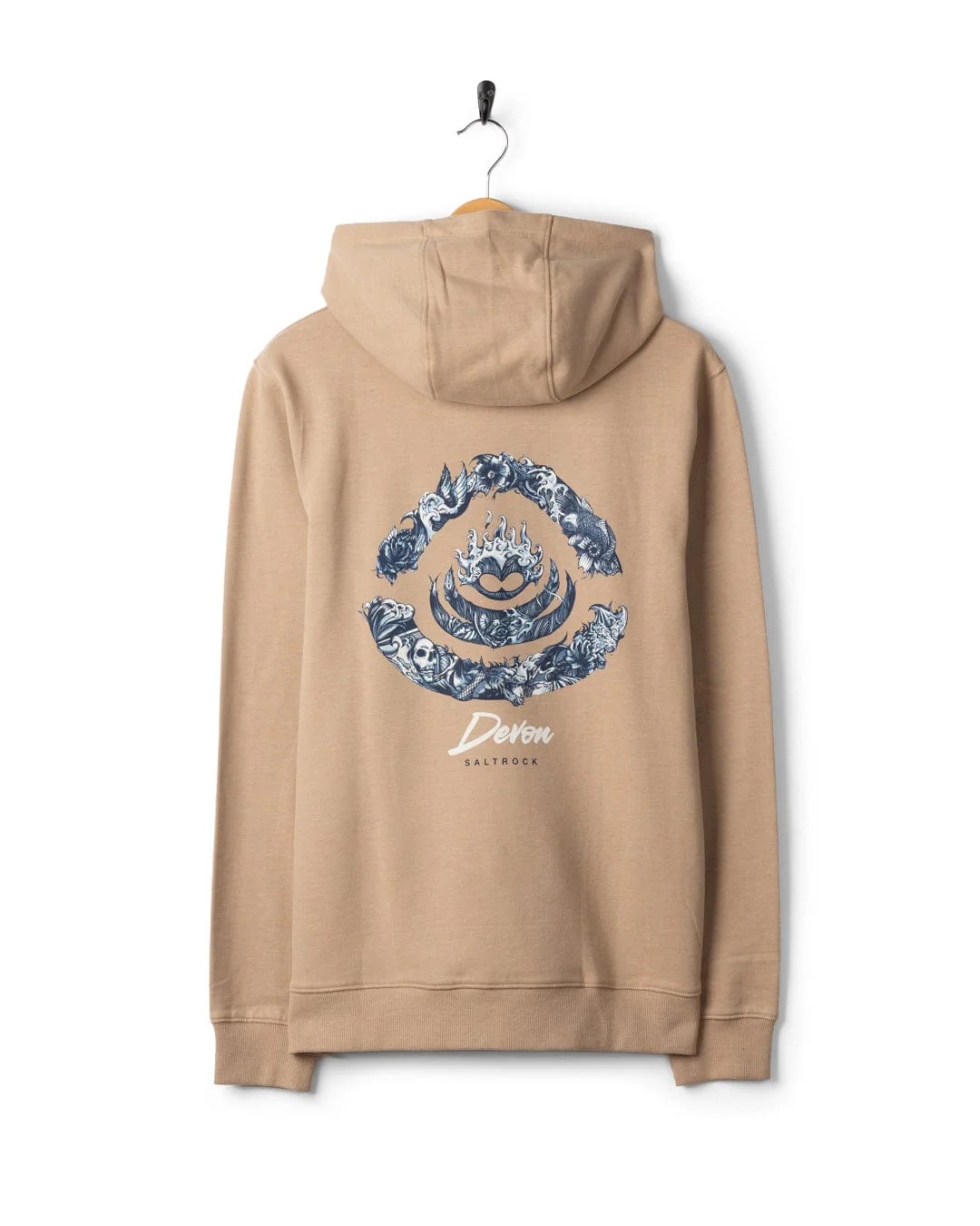 Deep Sea Flame Devon - Mens Pop Hoodie - Beige - Image 5