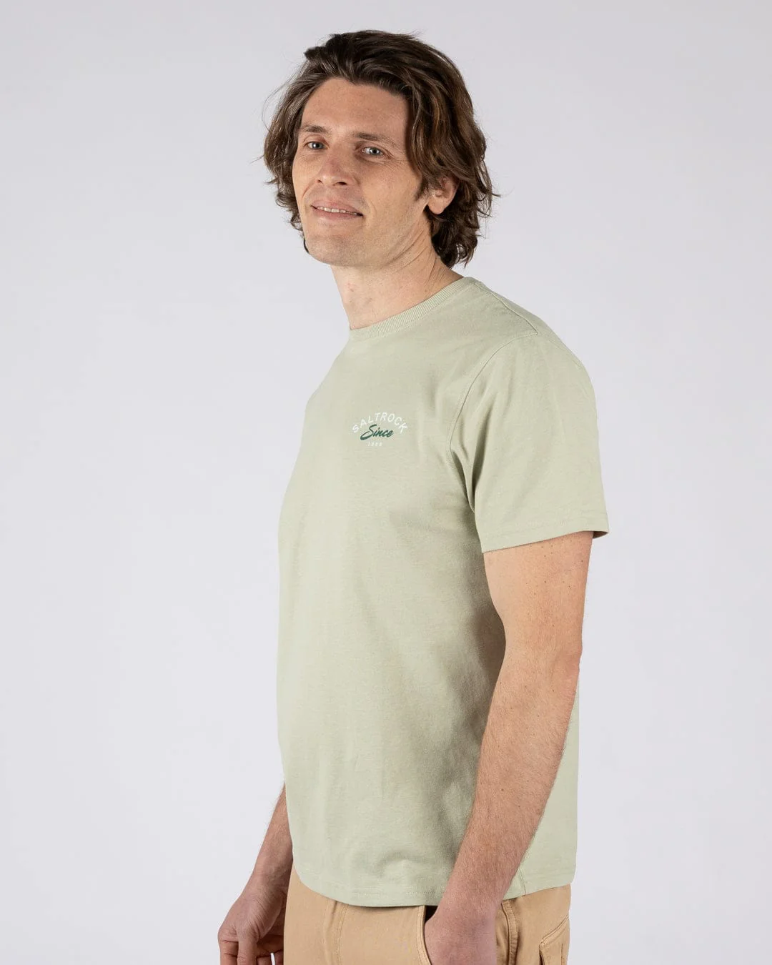 Deep Sea Flame Devon  - Mens Short Sleeve T-shirt - Light Green - Image 3