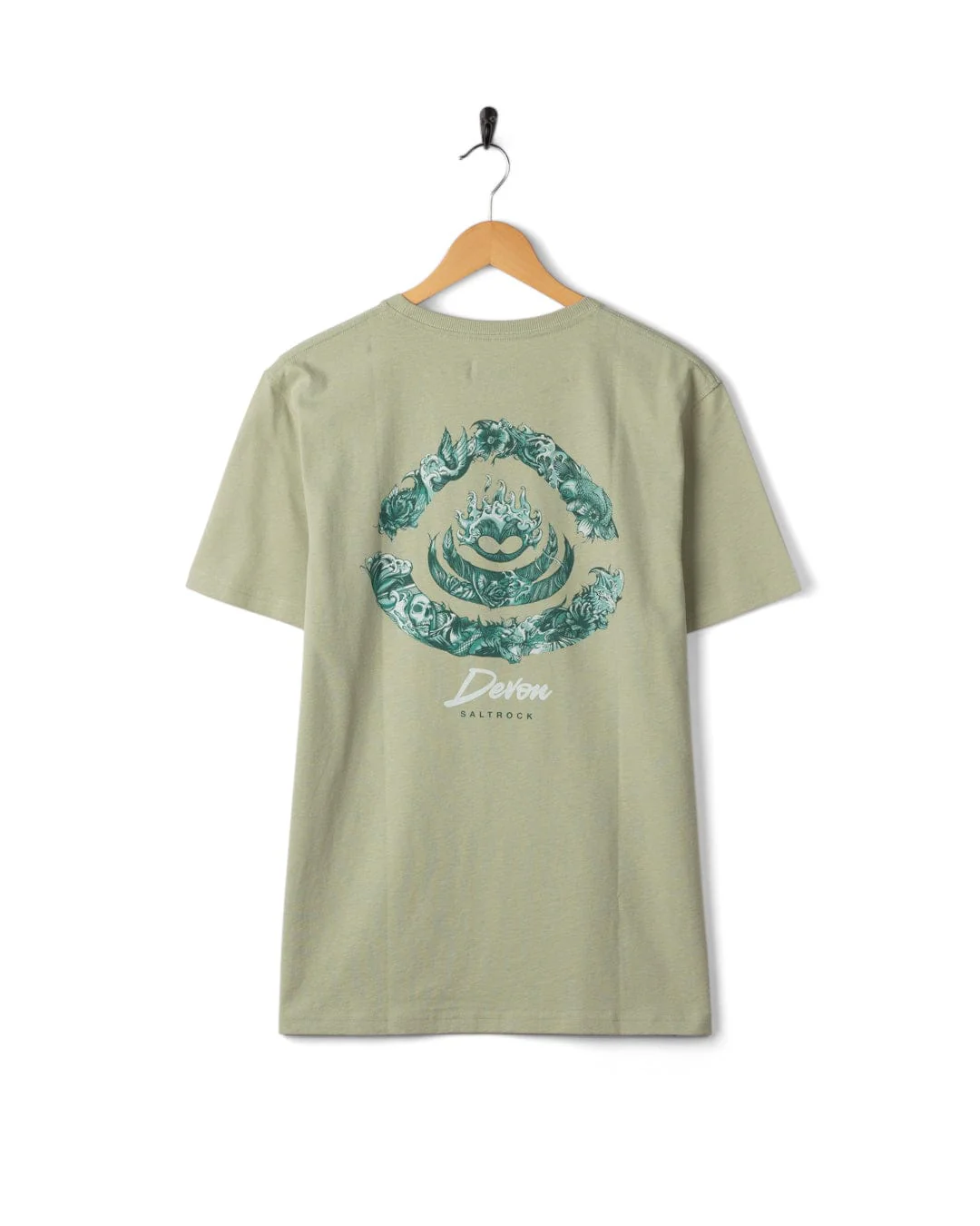 Deep Sea Flame Devon  - Mens Short Sleeve T-shirt - Light Green - Image 5