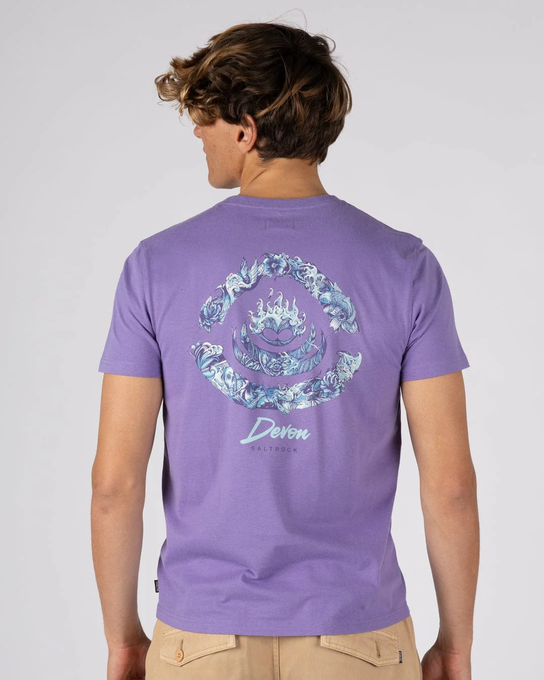 Deep Sea Flame Devon  - Mens Short Sleeve T-Shirt - Purple - Image 2