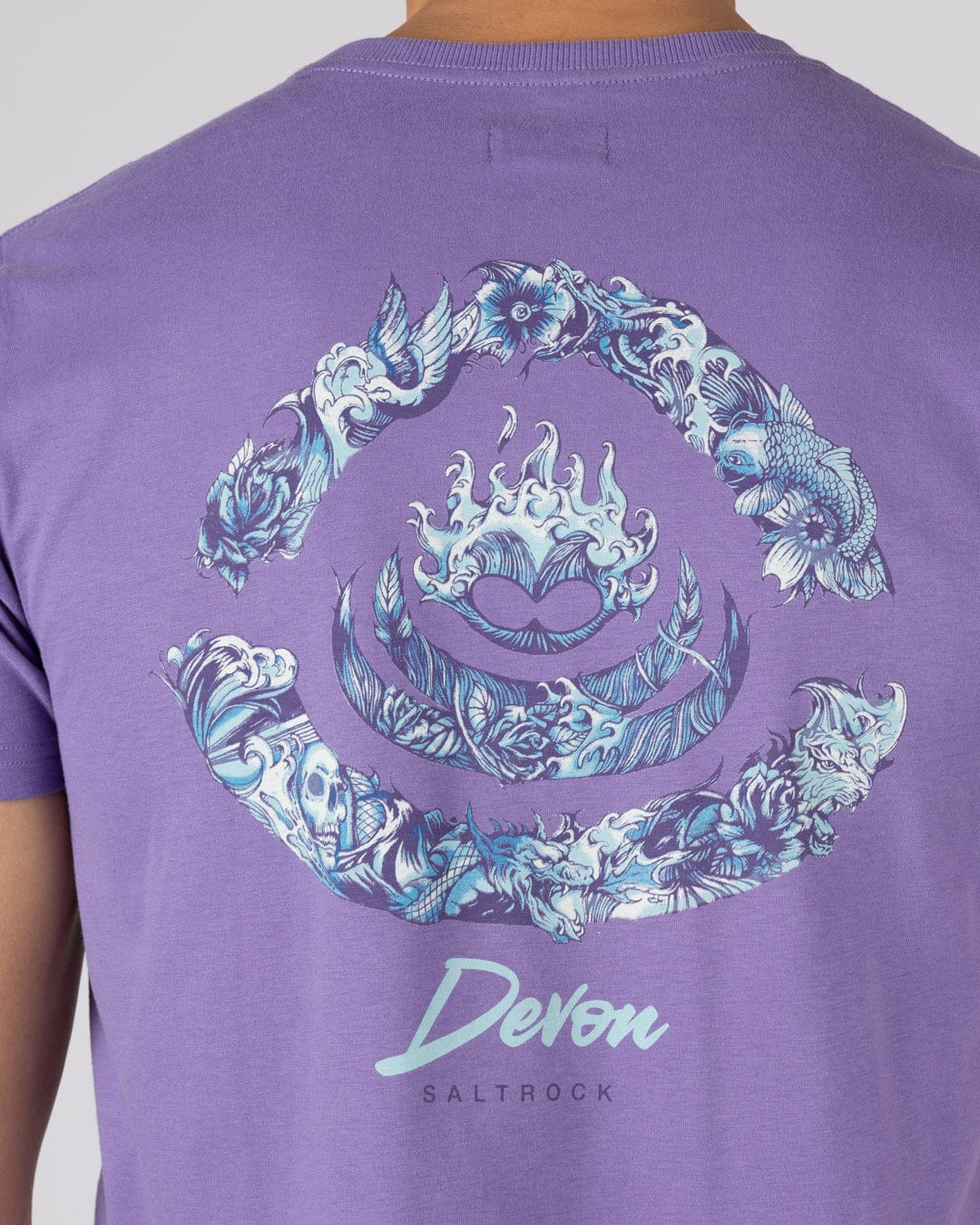 Deep Sea Flame Devon  - Mens Short Sleeve T-Shirt - Purple - Image 7
