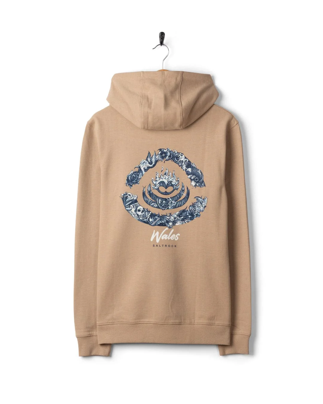 Deep Sea Flame Wales - Mens Pop Hoodie - Beige - Image 6