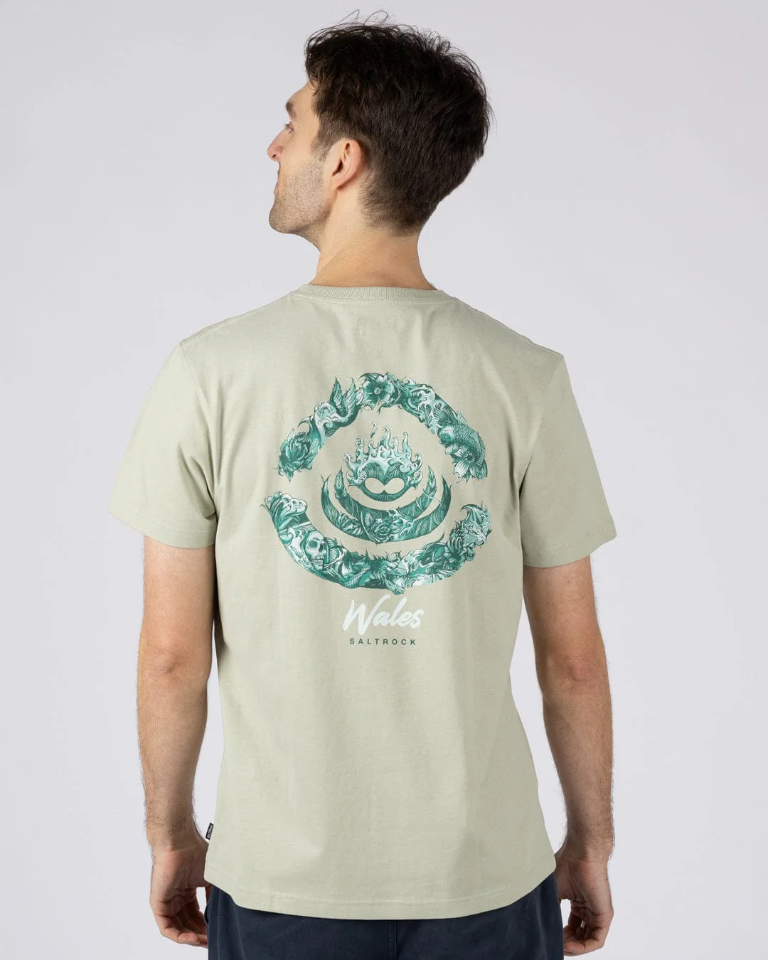 Deep Sea Flame Wales - Mens Short Sleeve - Light Green