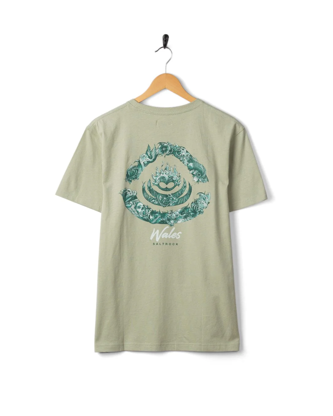 Deep Sea Flame Wales - Mens Short Sleeve - Light Green - Image 6
