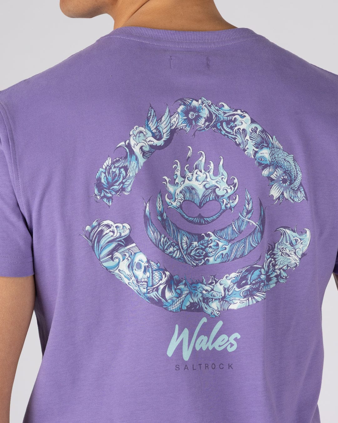 Deep Sea Flame Wales - Mens Short Sleeve T-shirt - Purple - Image 2