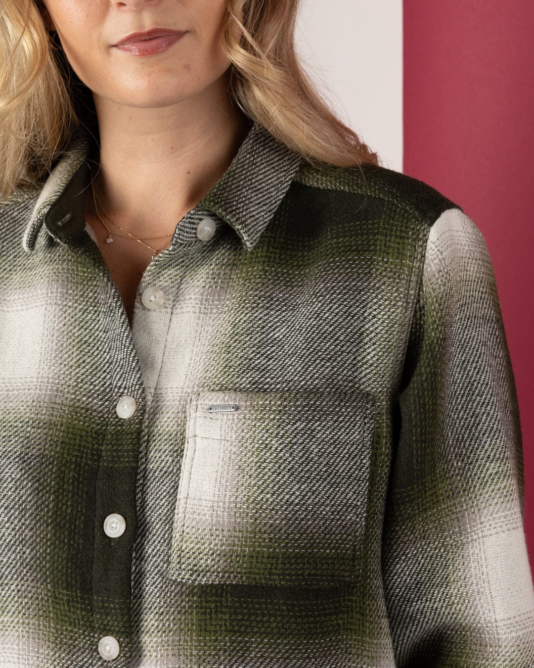 Delta - Womens Checked Shirt - Green/White - Image 9