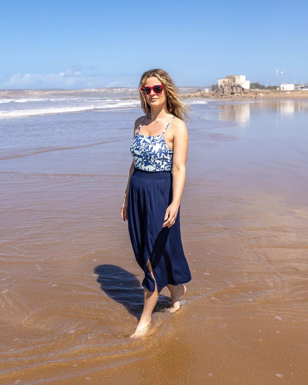 Deya - Womens Midi Crinkle Skirt - Blue - Image 10